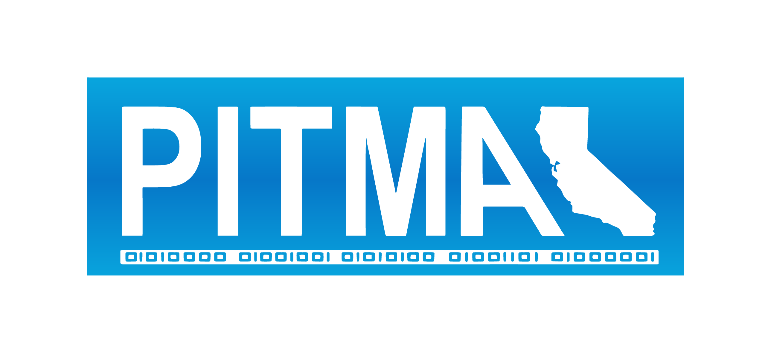 PITMA (Probation Information Technology Managers Association) logo. White writing on a light blue background