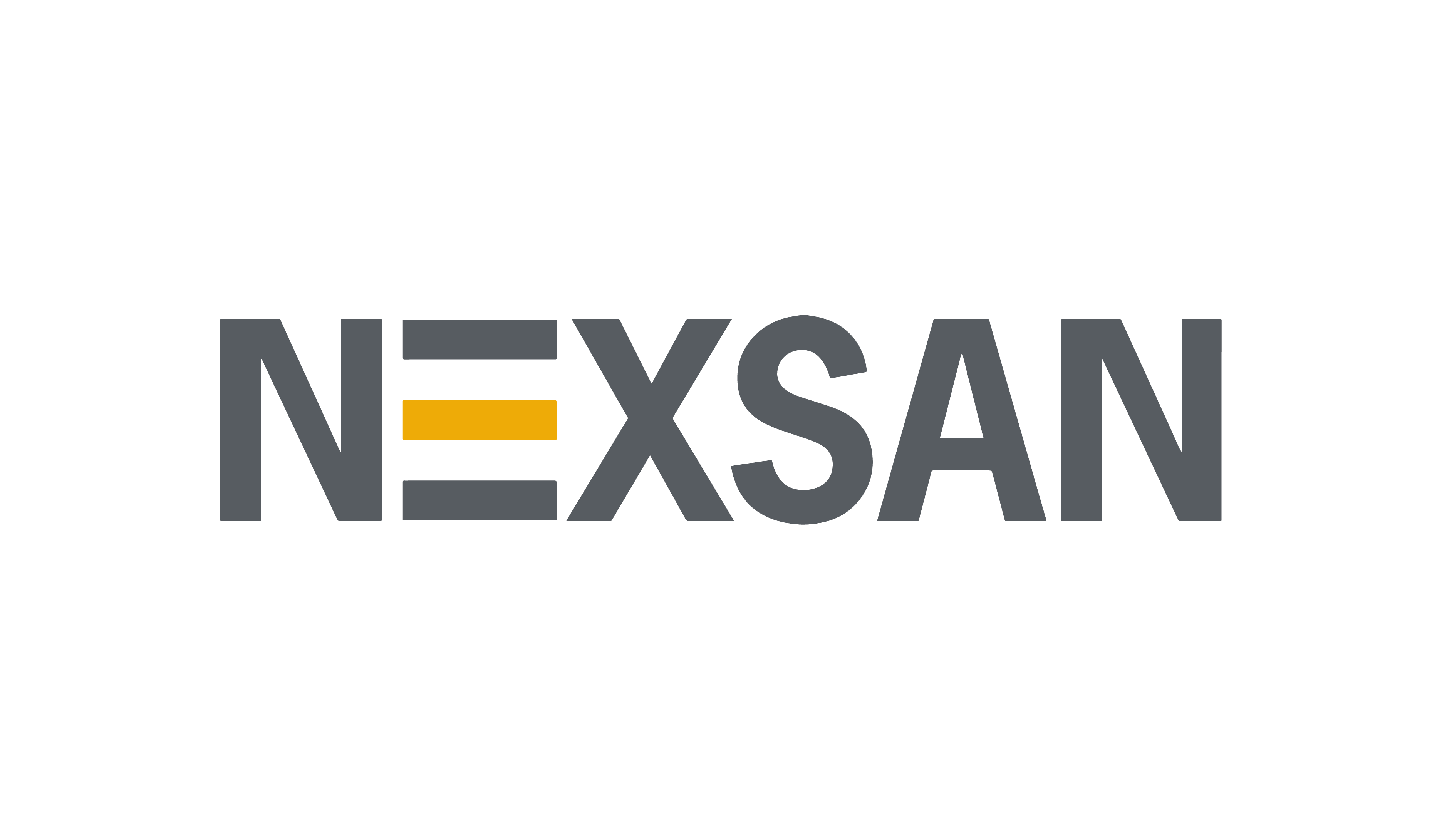 Grey logo spelling NEXSAN, with the middle line in the E being a golden yellow color